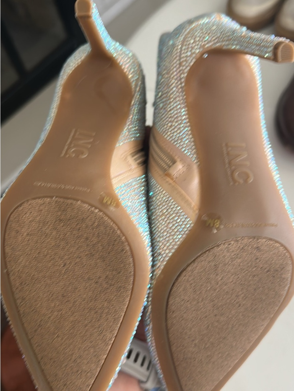 INC International Concepts Iridescent Crystal Ankle Boots - Nude - Picture 3 of 4